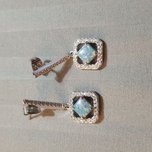 Blue fire opal earrings